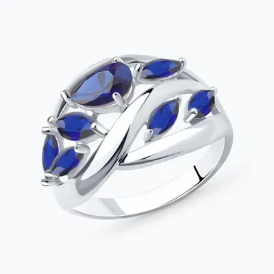 Кольцо из серебра с корундами из родированное серебро