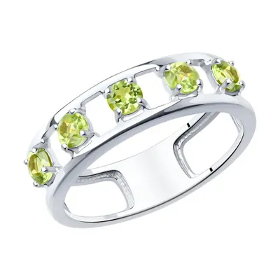 Кольцо из серебра с хризолитами из серебро