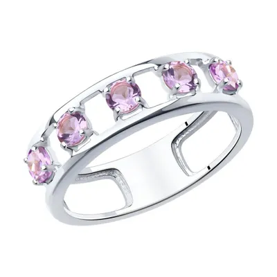 Кольцо из серебра с аметистами из серебро