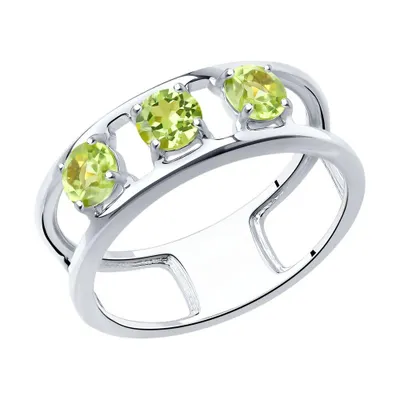 Кольцо из серебра с хризолитами из серебро