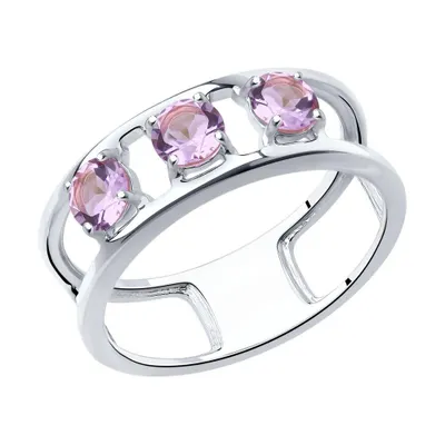 Кольцо из серебра с аметистами из серебро