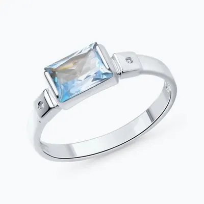 Кольцо из серебра с бриллиантами и топазом из серебро