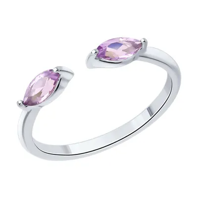 Кольцо из серебра с аметистами из серебро