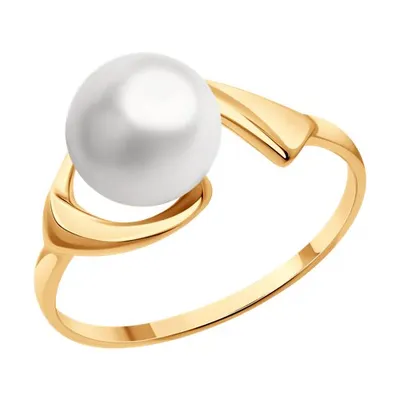 Кольцо из золочёного серебра с жемчугом из серебро