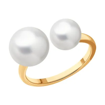 Кольцо из золочёного серебра с жемчугом из серебро