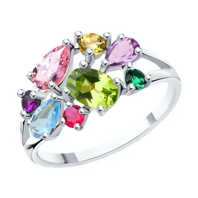 Кольцо из серебра с миксом камней из серебро