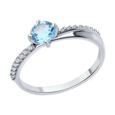 Кольцо из серебра с топазом и фианитами из серебро