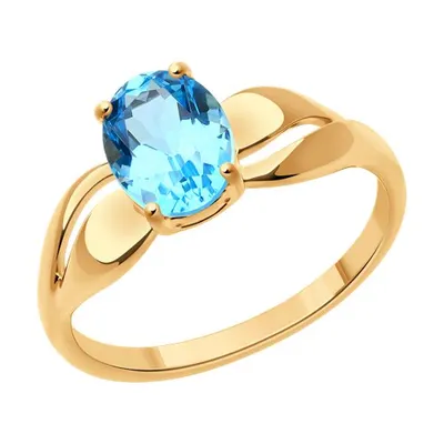 Кольцо из золочёного серебра с топазом из серебро
