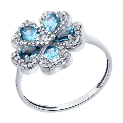 Кольцо из серебра с топазами и фианитами из серебро