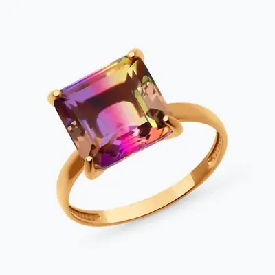 Кольцо из золочёного серебра с ситаллом из серебро