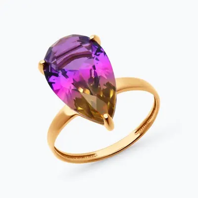 Кольцо из золочёного серебра с ситаллом из серебро