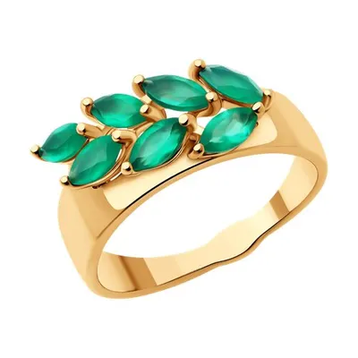 Кольцо из золочёного серебра с агатами из серебро