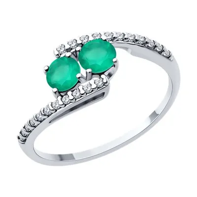 Кольцо из серебра с агатами и фианитами из серебро