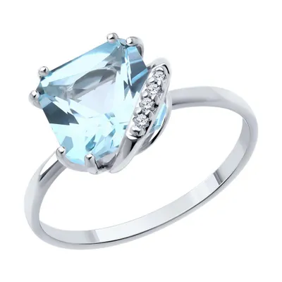 Кольцо из серебра с топазом и фианитами из серебро
