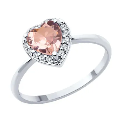 Кольцо из серебра с ситаллом и фианитами из серебро