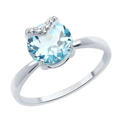 Кольцо из серебра с топазом и фианитами из серебро