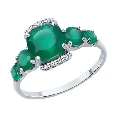 Кольцо из серебра с агатами и фианитами из серебро