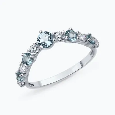 Кольцо из серебра с топазами и фианитами из родированное серебро