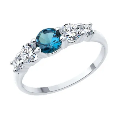 Кольцо из серебра с лондон топазом и фианитами из серебро