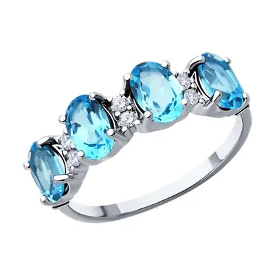 Кольцо из серебра с топазами и фианитами из серебро