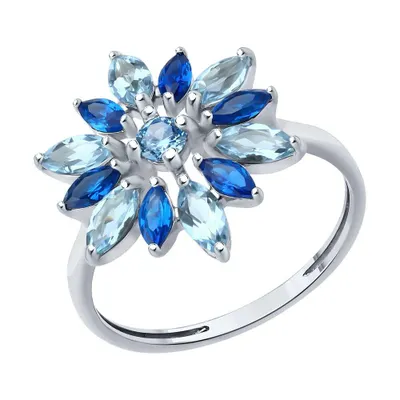 Кольцо из серебра с топазами и фианитами из серебро