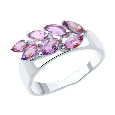 Кольцо из серебра с аметистами из серебро