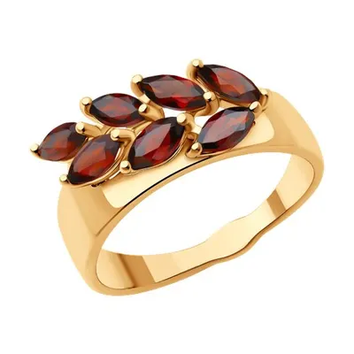Кольцо из золочёного серебра с гранатами из серебро