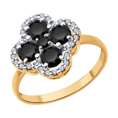 Кольцо из золочёного серебра с шпинелью и фианитами из серебро