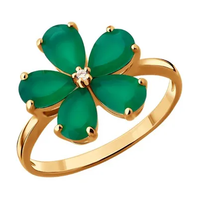 Кольцо из золочёного серебра с агатами и топазом из серебро