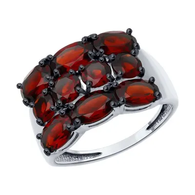 Кольцо из серебра с гранатами из серебро