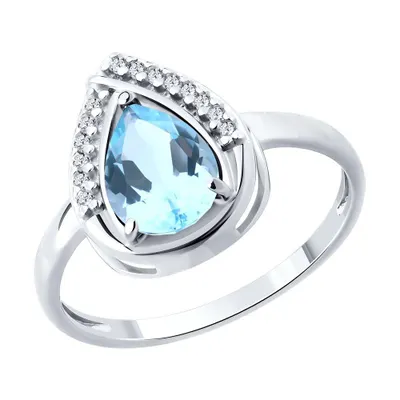 Кольцо из серебра с топазом и фианитами из серебро