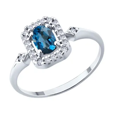 Кольцо из серебра с лондон топазом и фианитами из серебро