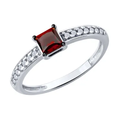 Кольцо из серебра с гранатом и фианитами из серебро