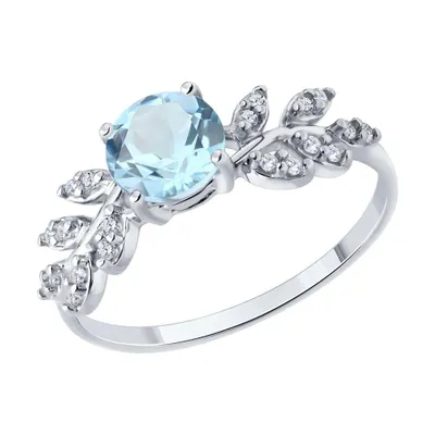 Кольцо из серебра с топазом и фианитами из серебро