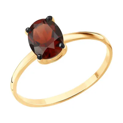 Кольцо из золочёного серебра с гранатом из серебро