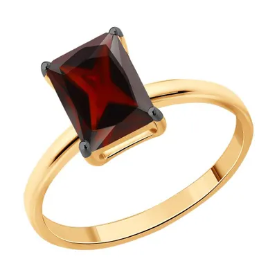 Кольцо из золочёного серебра с гранатом из серебро