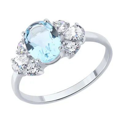 Кольцо из серебра с топазом и фианитами из серебро