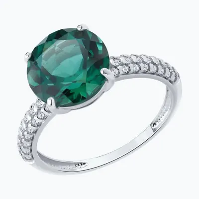 Кольцо из серебра с кварцем и фианитами из серебро