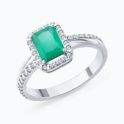 Кольцо из серебра с агатом и фианитами из серебро