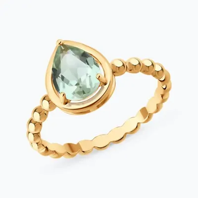 Кольцо из золочёного серебра с празиолитом из серебро