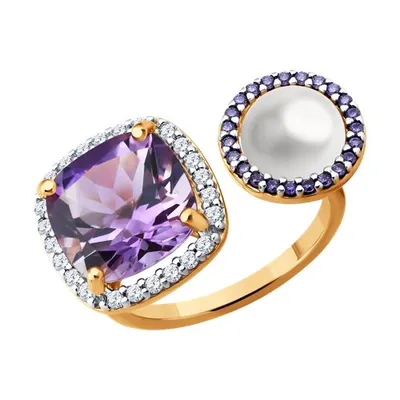 Кольцо из золочёного серебра с миксом камней из серебро