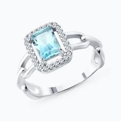 Кольцо из серебра с топазом и фианитами из серебро