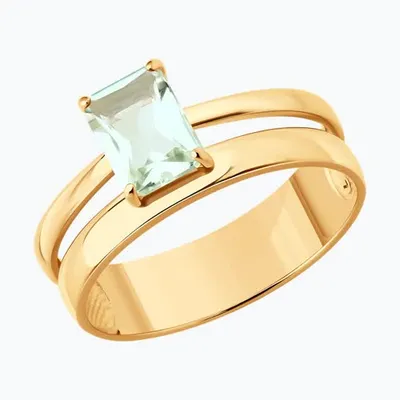 Кольцо из золочёного серебра с празиолитом из золочение розовое