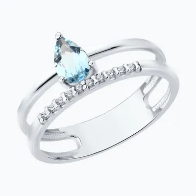 Кольцо из серебра с топазом и фианитами из серебро