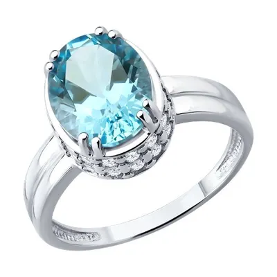 Кольцо из серебра с топазом и фианитами из серебро