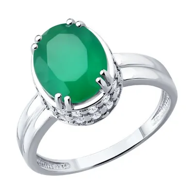 Кольцо из серебра с агатом и фианитами из серебро