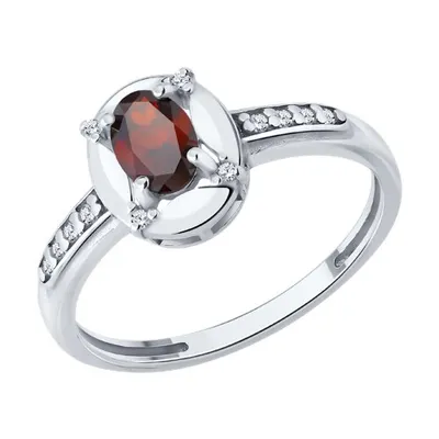 Кольцо из серебра с гранатом и фианитами из серебро