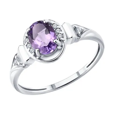 Кольцо из серебра с аметистом и фианитами из серебро