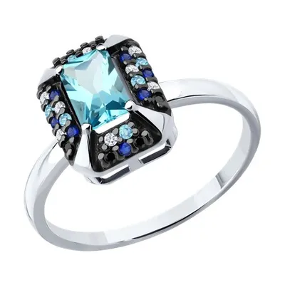 Кольцо из серебра с топазом и фианитами из серебро