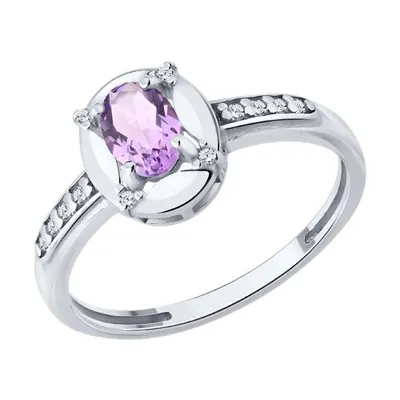 Кольцо из серебра с аметистом и фианитами из серебро